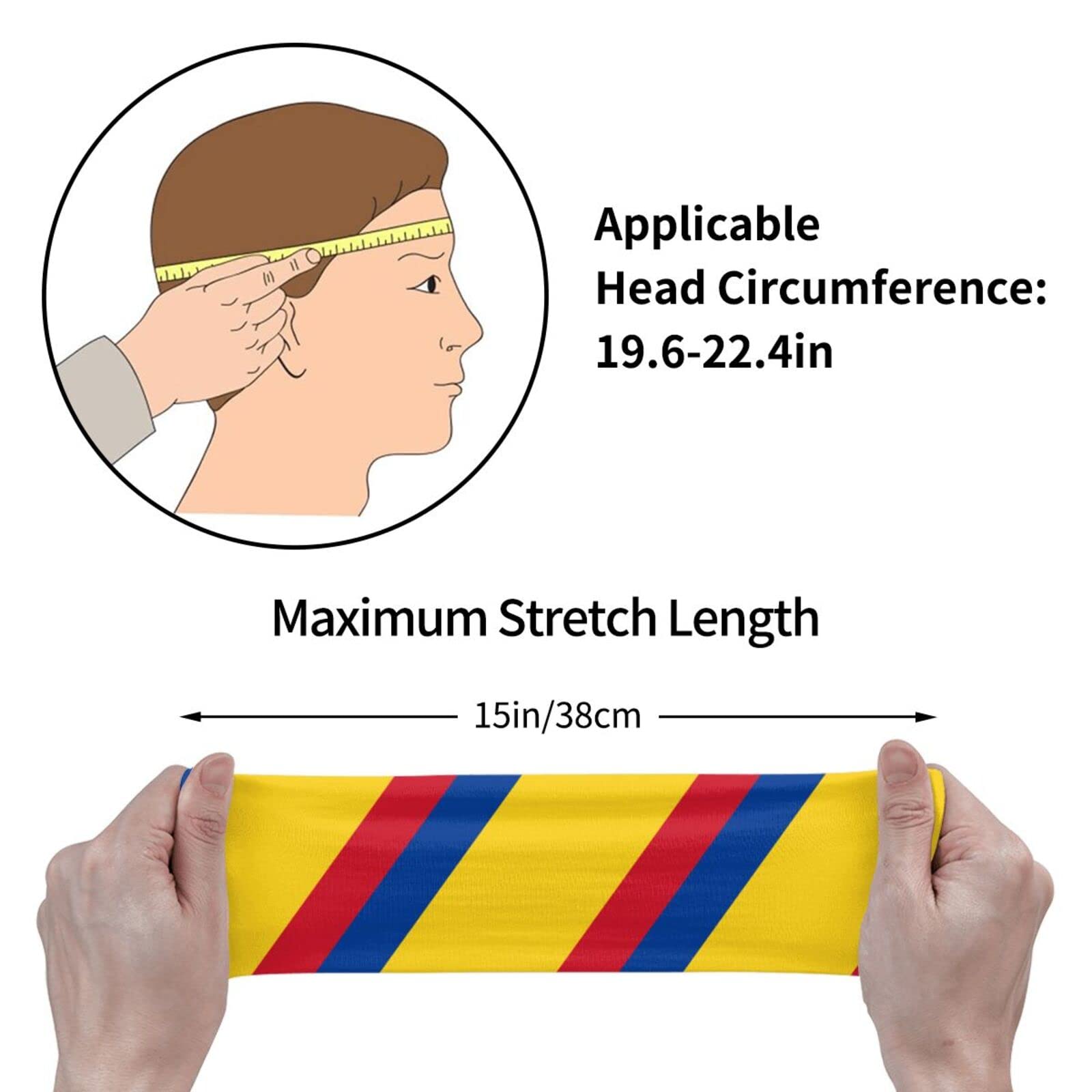 Men Women Sweatband Breatheable Durable Sweat Workout Headbands for Basketball, Yoga, Football, Non-Slip Wristband Colorful Colombian Flag Headbands