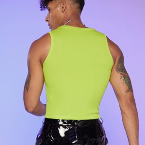 GORGLITTER Men's Fashion Workout Neon Crop Tank Top Slim Fit Hot Shirts Green Small