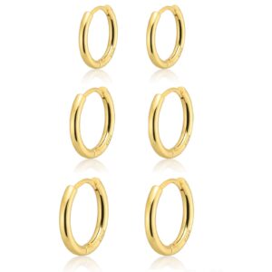 Gokeey Small Gold Huggie Hoop Earrings for Women 14K Gold Plated Lightweight Hoop Earrings Set for Women Hypoallergenic Earrings Gifts