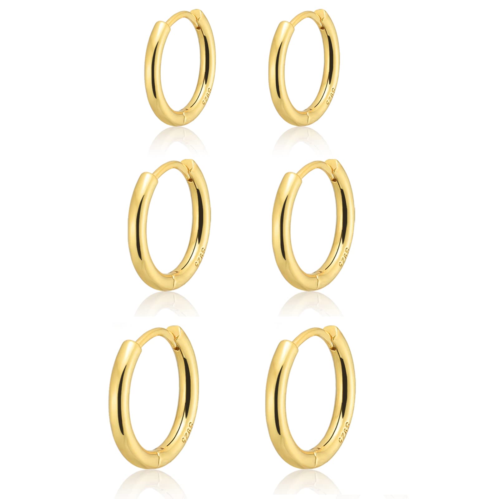 Gokeey Small Gold Huggie Hoop Earrings for Women 14K Gold Plated Lightweight Hoop Earrings Set for Women Hypoallergenic Earrings Gifts