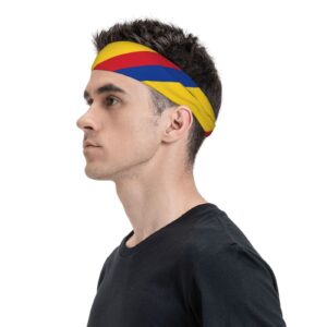 men women sweatband breatheable durable sweat workout headbands for basketball, yoga, football, non-slip wristband colorful colombian flag headbands