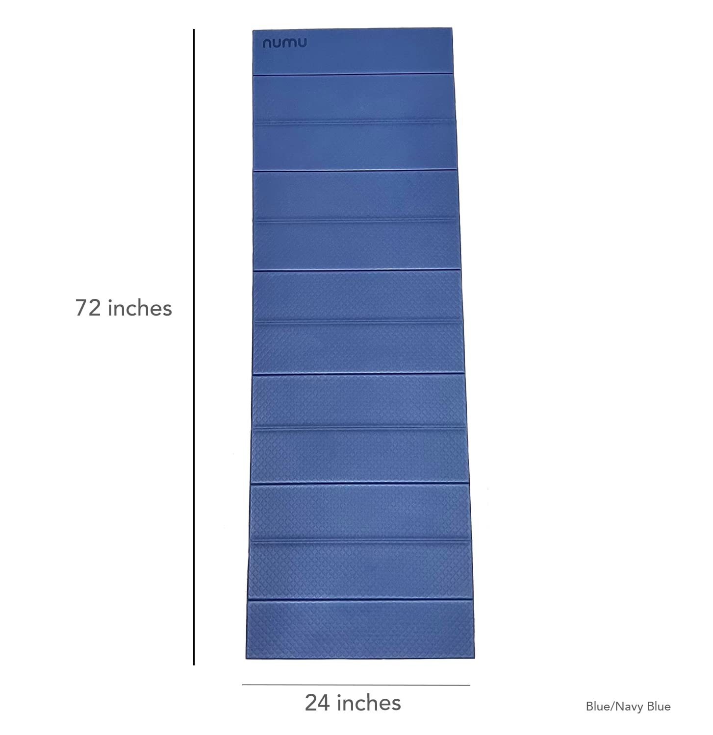 Numu Foldable Yoga Mat with Yoga Carrying Strap - Nonslip, Lightweight, and Portable 1/4” Inch Thick Workout Exercise Mat - Perfect for Easy Storage and Travel (Blue)