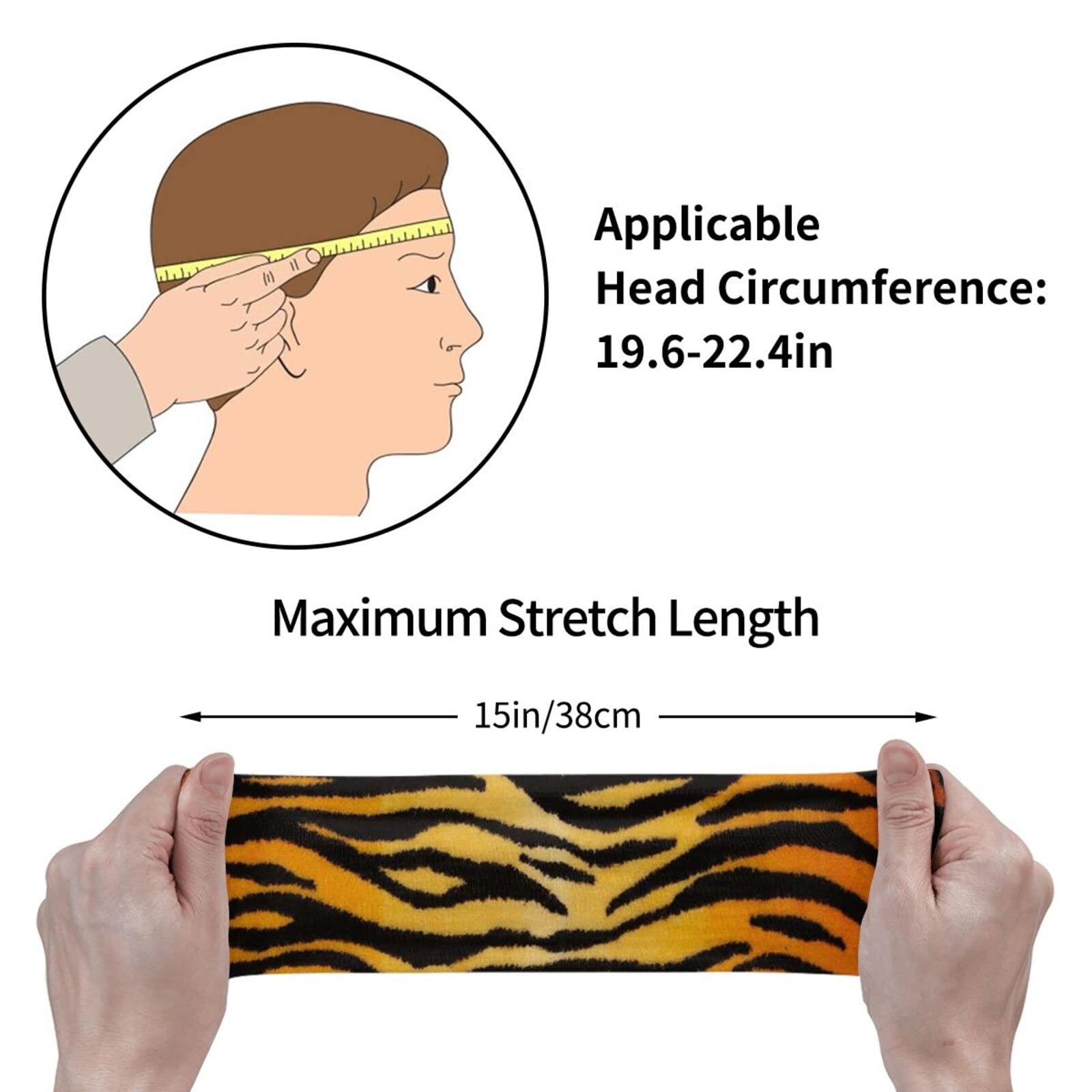 AMRANDOM Men Women Sweatband Animal Print Tiger Black Gold Sports Friendly Stretchy Athletic Sweatbands for Running, Cross Training, Yoga, Bike