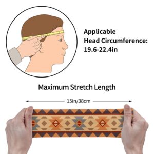 Men and Women Headbands Non Slip Breatheable Sports Sweatband Native Southwestern Design Tan Gray Brown American Sweat Band for Workout, Sports, Gym, Cycling