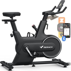 merach indoor cycling bike, exercise bike for home with magnetic resistance, bluetooth stationary bike, tablet holder, cc