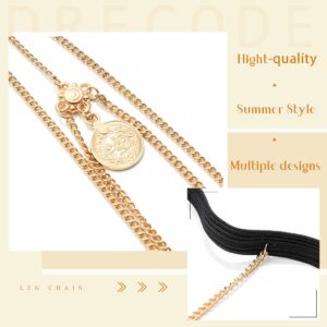 Boho Thigh Chain Sexy Gold Layered Leg Chains Evening Rave Metal Pendant Adjustable Body Accessories Jewelry for Women