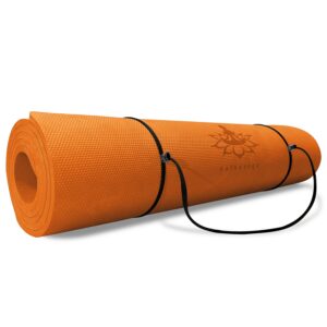 hatha yoga thick tpe yoga mat 72"x 27"x1/3 inch non slip eco friendly exercise mat for yoga pilates & floor workouts (orange)