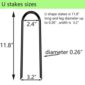 Heavy Duty Trampoline Stakes Anchors High Wind Stakes U- Shaped Sharp Ends Ground Anchor Galvanized Steel 11.8inch Safety Stakes for Soccer, Tents and Garden Decorations (Black 8pcs)