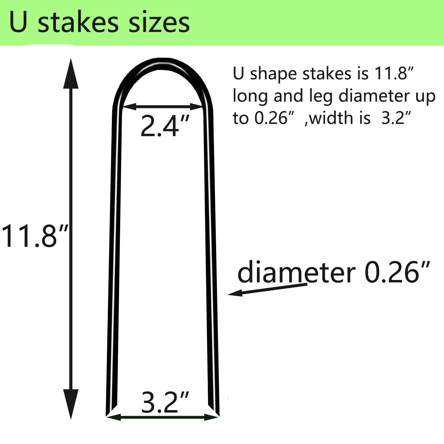 Heavy Duty Trampoline Stakes Anchors High Wind Stakes U- Shaped Sharp Ends Ground Anchor Galvanized Steel 11.8inch Safety Stakes for Soccer, Tents and Garden Decorations (Black 8pcs)