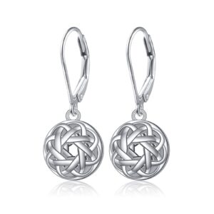 925 sterling silver vintage infinity love good luck irish celtic knot lever-back drop ball earrings christmas jewelry for women