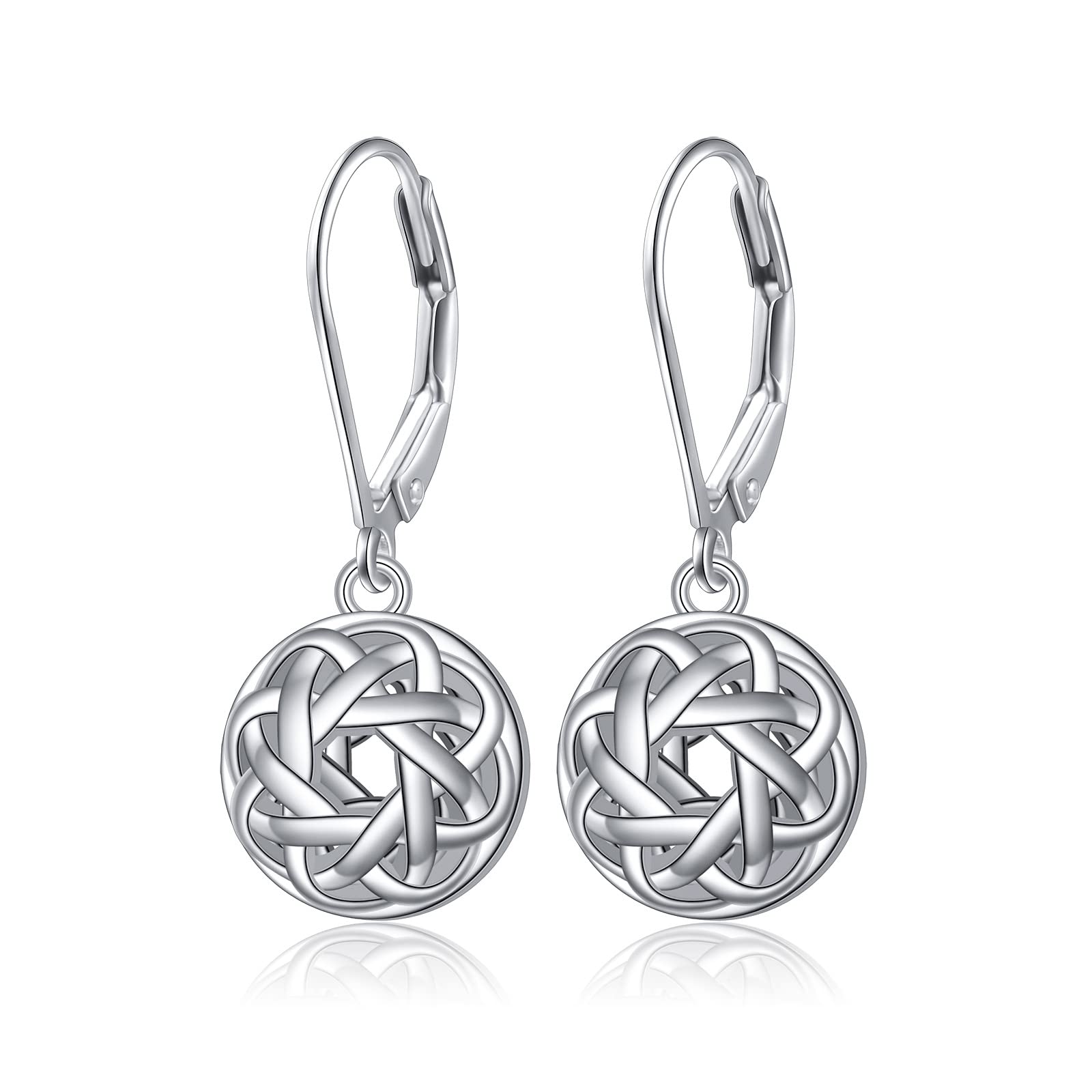 925 Sterling Silver Vintage Infinity Love Good Luck Irish Celtic Knot Lever-Back Drop Ball Earrings Christmas Jewelry for Women