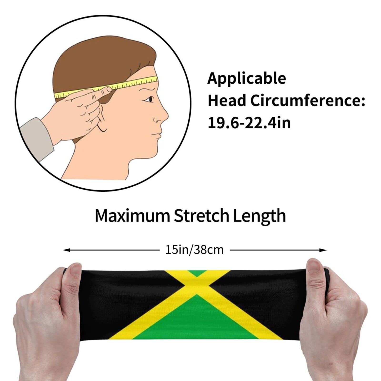 Men and Women Headbands Jamaican Flag Black Sweatbands Exercise Elastic Sweat Workout Headbands for Running, Cross Training, Yoga, Bike