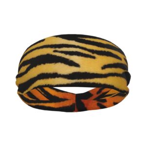 AMRANDOM Men Women Sweatband Animal Print Tiger Black Gold Sports Friendly Stretchy Athletic Sweatbands for Running, Cross Training, Yoga, Bike