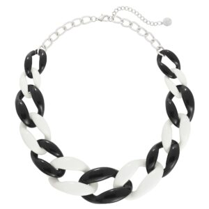 Coiris Statement Chunky Acrylic Chain Link Choker Necklace Fashion Women Collar Necklaces Acrylic Resin Chain Necklace(N0097-Black+White)