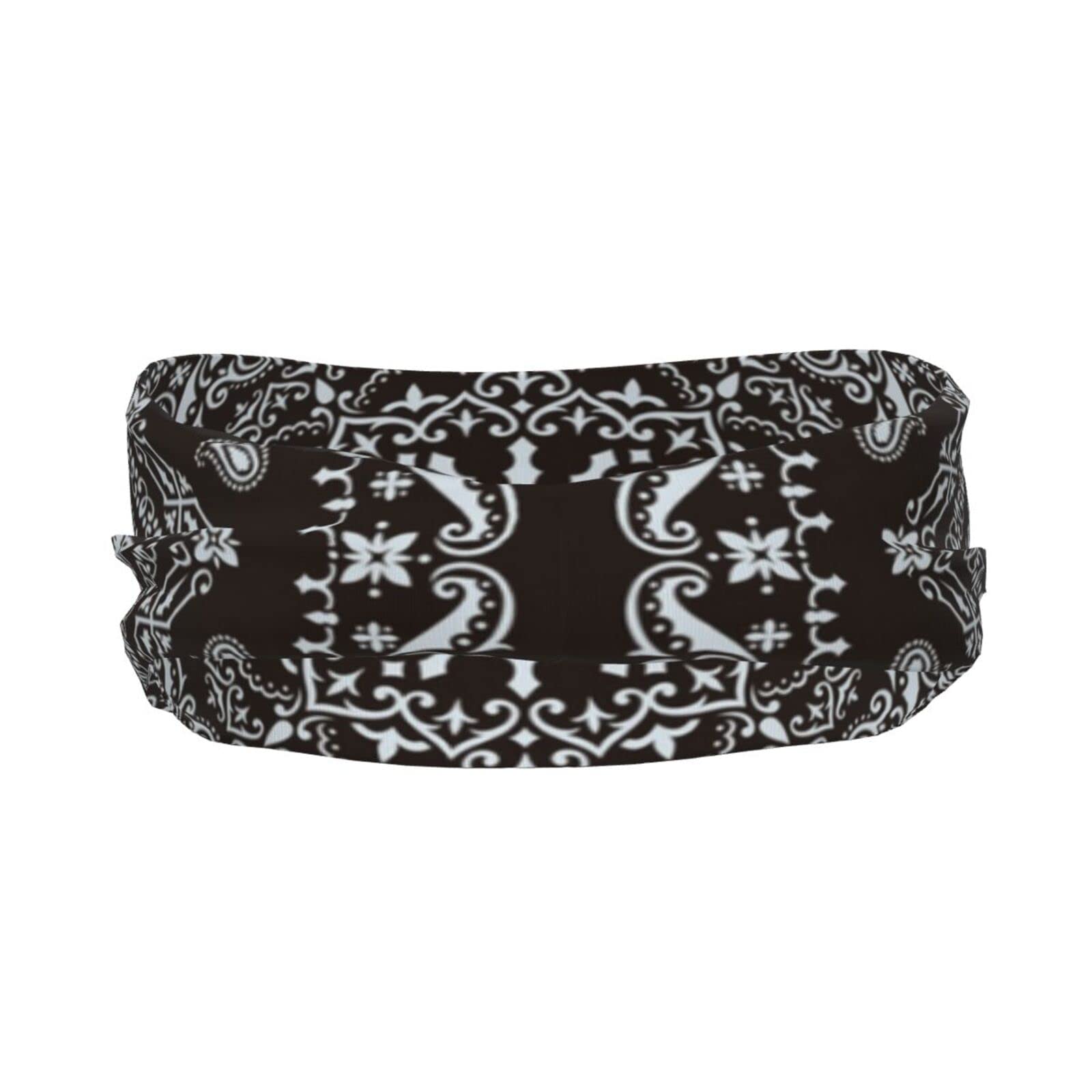 Men Women Headbands Moisture Wicking Non Slip Sports Sweatband for Yoga, Bike, Cycling, Basketball, Elastic Sweatband Traditional Floral Paisley Bandanna Pattern Wristband