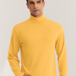 Lars Amadeus Men's Yellow Turtleneck Shirts Slim Fit Lightweight T Shirts Mock Basic Pullovers Medium