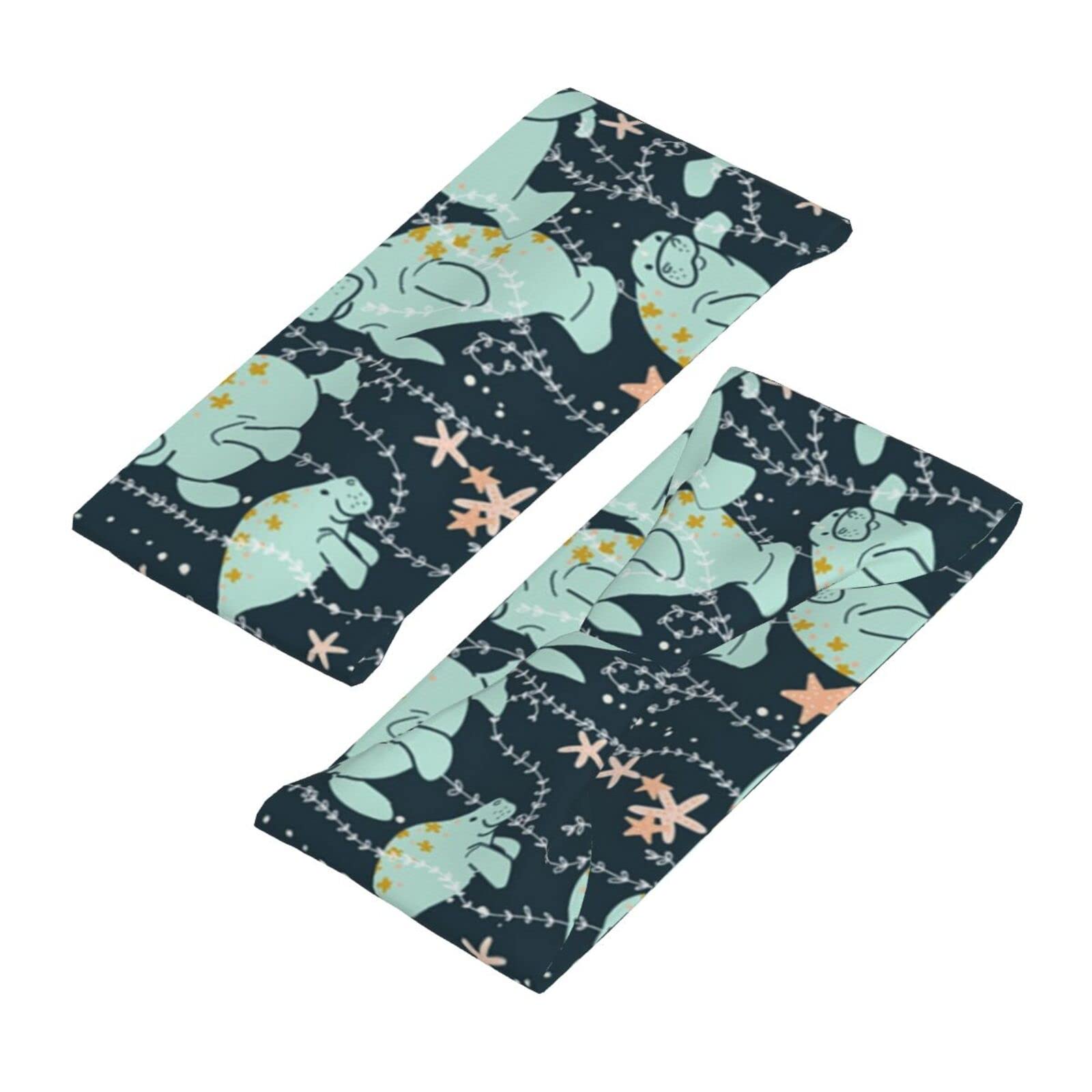 Men and Women Sweatband Friendly Stretchy Athletic Sweatbands Cute Manatee Seaweed Starfish Floral Head Band for Yoga, Bike, Cycling, Basketball Headbands