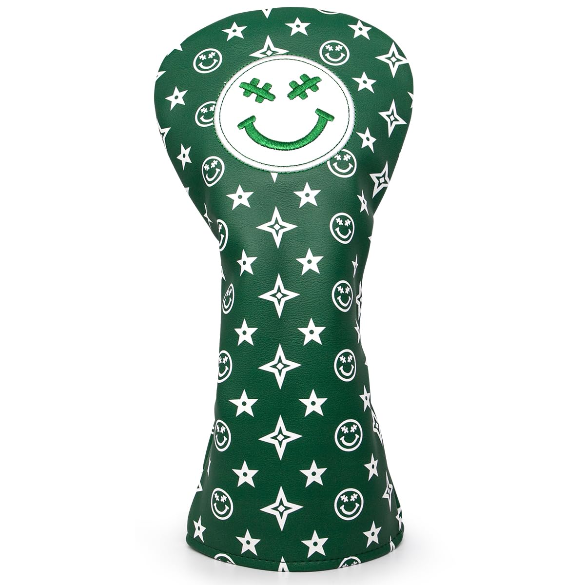 Stars and Smiles Golf Driver Headcover, Green Leather Golf Club Covers for Driver,460cc Golf Driver Cover Head Cover fits for All Brand