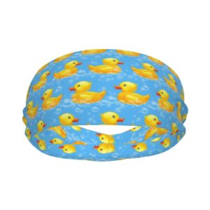 Men and Women Headbands Non Slip Breatheable Sports Sweatband Cute Funny Yellow Duck Rubber Ducky Sky Blue Sweat Band for Workout, Sports, Gym, Cycling