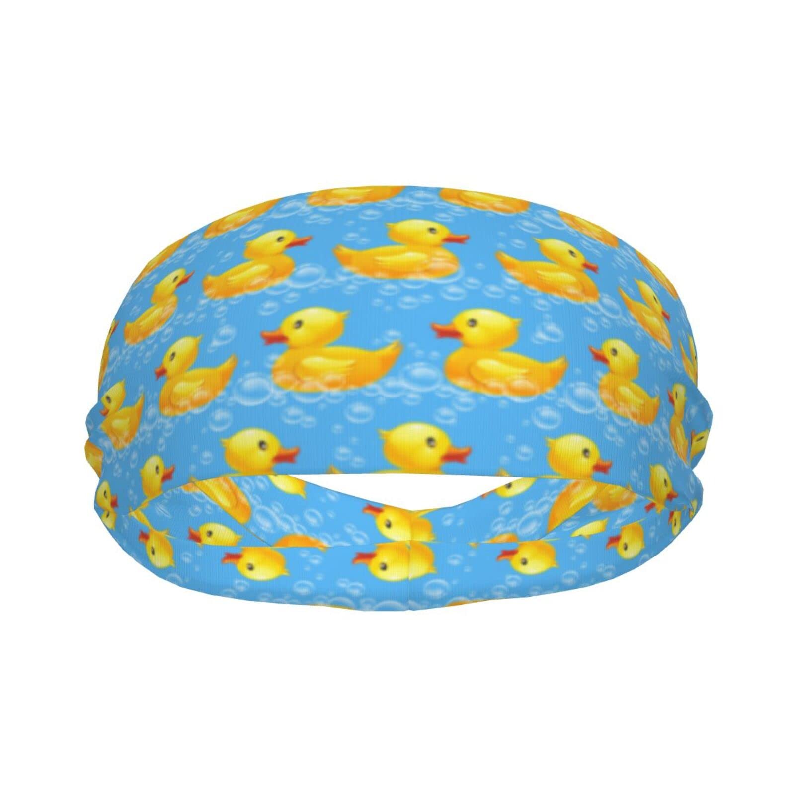 Men and Women Headbands Non Slip Breatheable Sports Sweatband Cute Funny Yellow Duck Rubber Ducky Sky Blue Sweat Band for Workout, Sports, Gym, Cycling