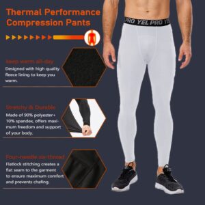 CARGFM Men's Thermal Compression Pants with Pocket Warm Winter Base Layer Running Tight Workout Leggings Underwear