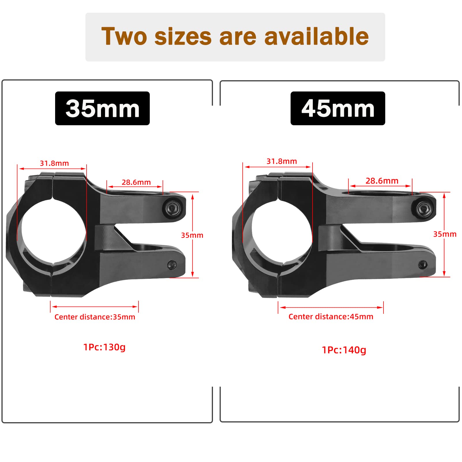 CYSKY 31.8 Stem 35mm MTB Stem Mountain Bike Stem Riser Handlebar Short Stem for Most Road Bike Stem, MTB Stem, BMX Stem, Bicycle Stem (Black, 35mm)