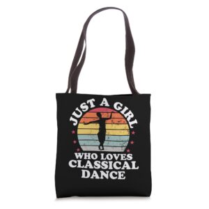 just a girl who love classical dance indian kathak women tote bag