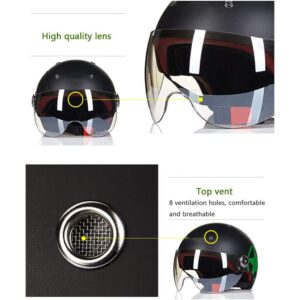 Electric Motorcycle Half Helmet 3/4 Lightweight Adult Vantage Helmet with Visor Men's Women's Summer Cute Scooter Light Moped Helmet, Light Breathable Quick Buckle, DOT Certified -E-S