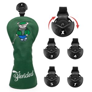 Lovely Bear Golf Driver Cover Fairway Wood Cover, Hybrid Covers Headcovers Set, Green Leather Golf Club Covers for Driver and Woods for Men/Women Golfer