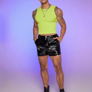 GORGLITTER Men's Fashion Workout Neon Crop Tank Top Slim Fit Hot Shirts Green Small