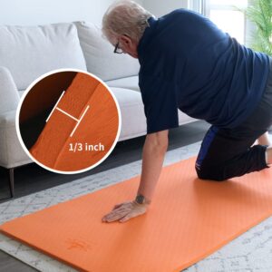 Hatha Yoga Thick TPE Yoga Mat 72"x 27"x1/3 inch Non Slip Eco Friendly Exercise Mat for Yoga Pilates & Floor Workouts (orange)