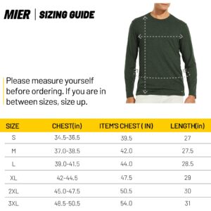 MIER X-Sofort Men's Long Sleeve Tee Shirts for Workout, Running, Gym, Athletic Buttery Soft Crew Neck Lightweight Dry Fit T-Shirts, Dark Green Heather, M