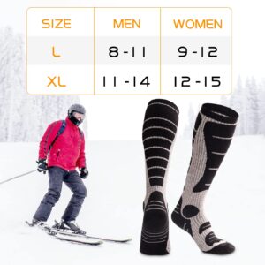 NOVAYARD Merino Wool Ski Socks Thermal Knee High Winter Snowboard Sport Socks Snowboarding Socks for Men & Women 2 Pairs