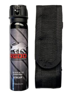 redd pepper spray tactical oc/cs pepper spray and nylon holster - flip top stream (4 oz)