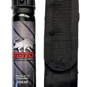 REDD Pepper Spray Tactical OC/CS Pepper Spray and Nylon Holster - Flip Top Stream (4 oz)