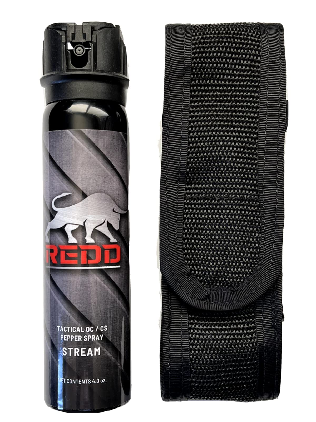 REDD Pepper Spray Tactical OC/CS Pepper Spray and Nylon Holster - Flip Top Stream (4 oz)