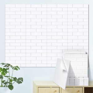 tutmyrea 12 pcs soundproof wall panels, 12 x 12 x 0.4 inches acoustic panels, self-adhesive sound absorbing panel, brick pattern, sound dampening panels for home, studio, recording studio(white)