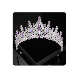 kamirola vintage tiaras and crowns for women, bridal crown princess tiaras headbands for women, costume party accessories（tr19） (silver & purple)