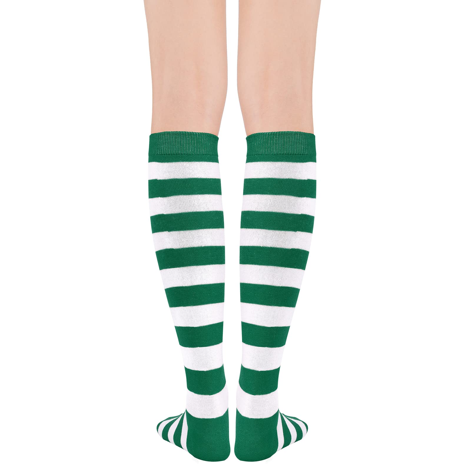 Womens Athletic Socks Knee High Socks Stockings Casual Stripes Tube Socks 1 Pack Green White Stripes