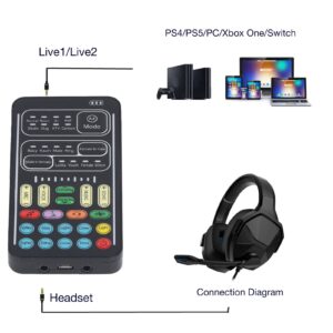 Voice Changer, Portable Mini Voice Changer Device Handheld Sound Card 8 Fixed Sound Effects Plug and Play, Gaming Recording, for Mobile Phone Computer