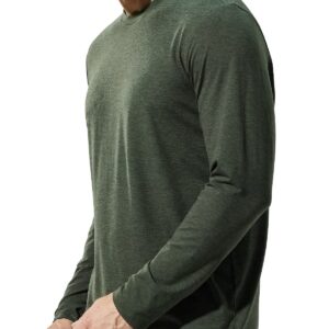 MIER X-Sofort Men's Long Sleeve Tee Shirts for Workout, Running, Gym, Athletic Buttery Soft Crew Neck Lightweight Dry Fit T-Shirts, Dark Green Heather, M