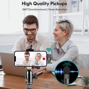 wedaniya Wireless Lavalier Lapel Microphone for iPhone iPad: 2 Clip on Microphones for Phone Video Recording, Professional Lav Mic for YouTube | Interview | Podcast | Vlog | Tiktok | Live Stream