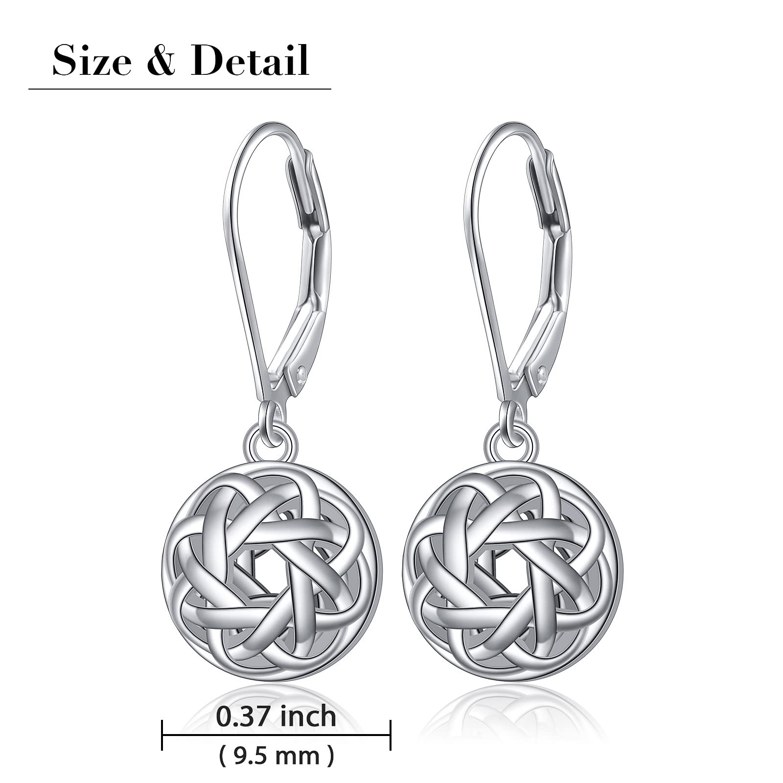 925 Sterling Silver Vintage Infinity Love Good Luck Irish Celtic Knot Lever-Back Drop Ball Earrings Christmas Jewelry for Women