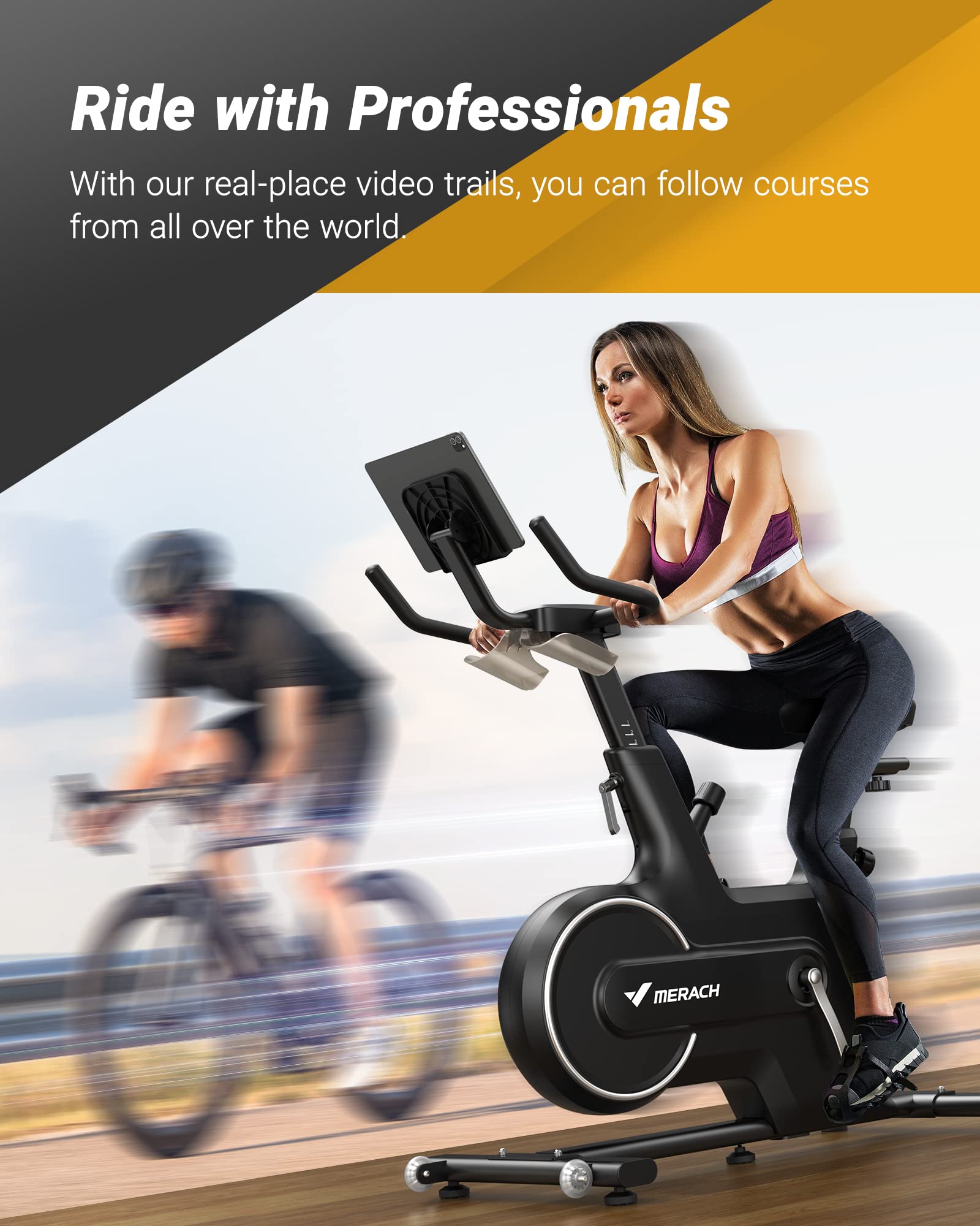 MERACH Indoor Cycling Bike, Exercise Bike for Home with Magnetic Resistance, Bluetooth Stationary Bike, Tablet Holder, CC