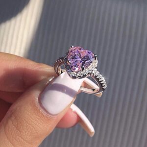 Fashion Ring Purple Diamond Ring Exquisite All-Match Ring, Black Color Zirconium Ring Exquisite Jewerly Womens Mens Gifts Halloween Christmas Birthday