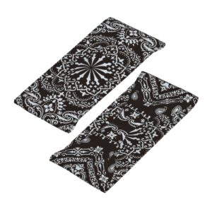 Men Women Headbands Moisture Wicking Non Slip Sports Sweatband for Yoga, Bike, Cycling, Basketball, Elastic Sweatband Traditional Floral Paisley Bandanna Pattern Wristband