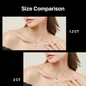 Coodilor Necklace for Women 925 Sterling Silver Pendant Necklace 18K White Gold Necklace 1.2ct Moissanite Three Wearing Styles cubic zirconia Necklace LED Light Gift Box