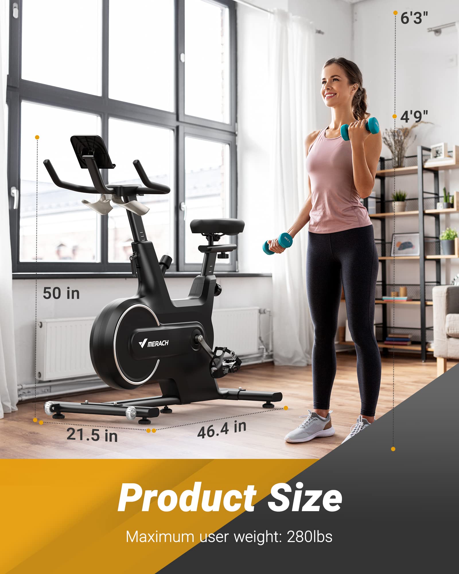 MERACH Indoor Cycling Bike, Exercise Bike for Home with Magnetic Resistance, Bluetooth Stationary Bike, Tablet Holder, CC