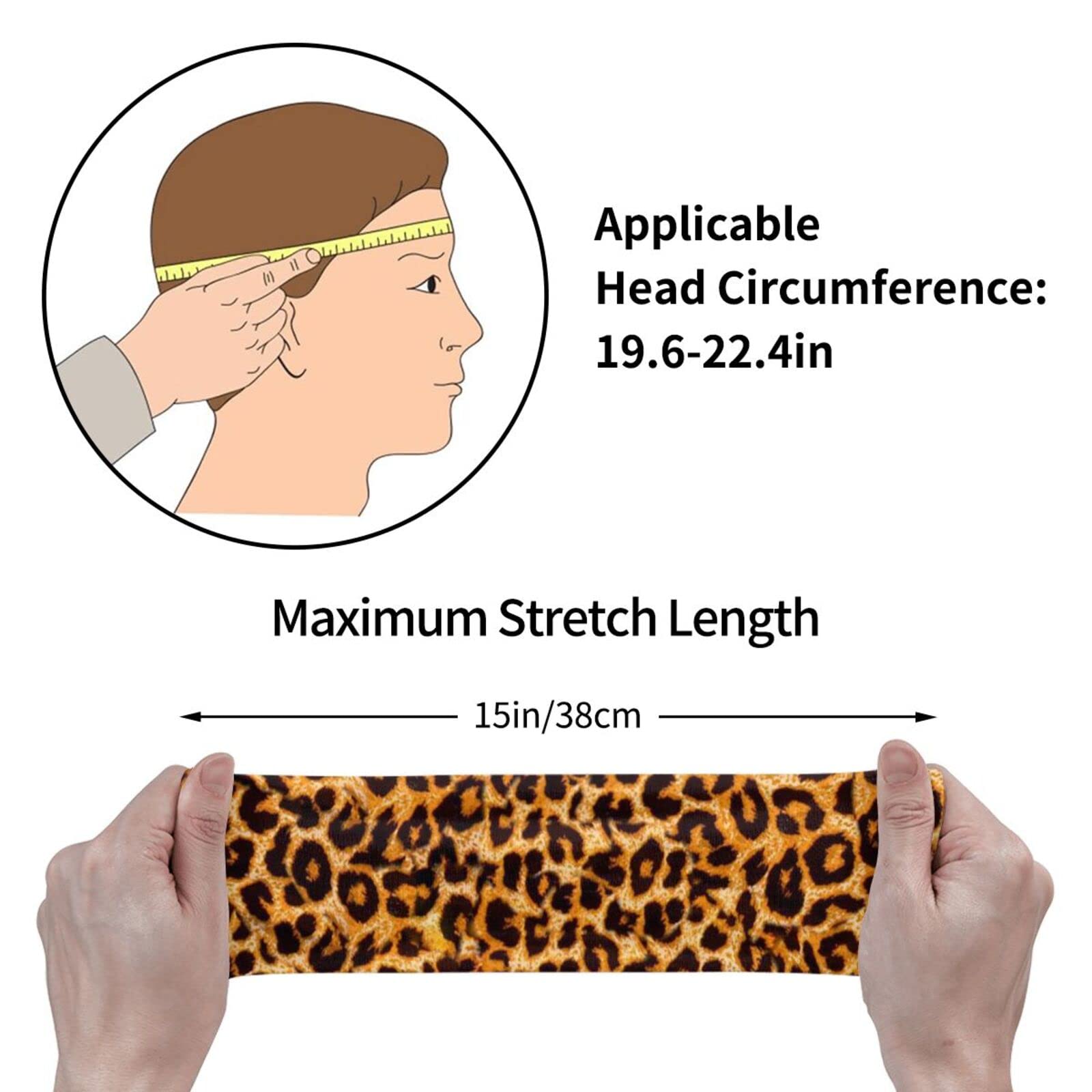 AMRANDOM Animal Leopard Print Sports Headband for Men Sweatband Headband for Running, Cycling, Yoga, Basketball, Stretchy Moisture Wicking Hairband