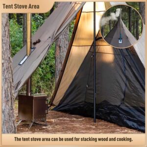 Camping Hot Tent Tipi Tent, POMOLY Hussar Plus 2.0 Stove Tent with Stove Jack and Half Inner Tent for 2-3 Person Hiking, Backpacking